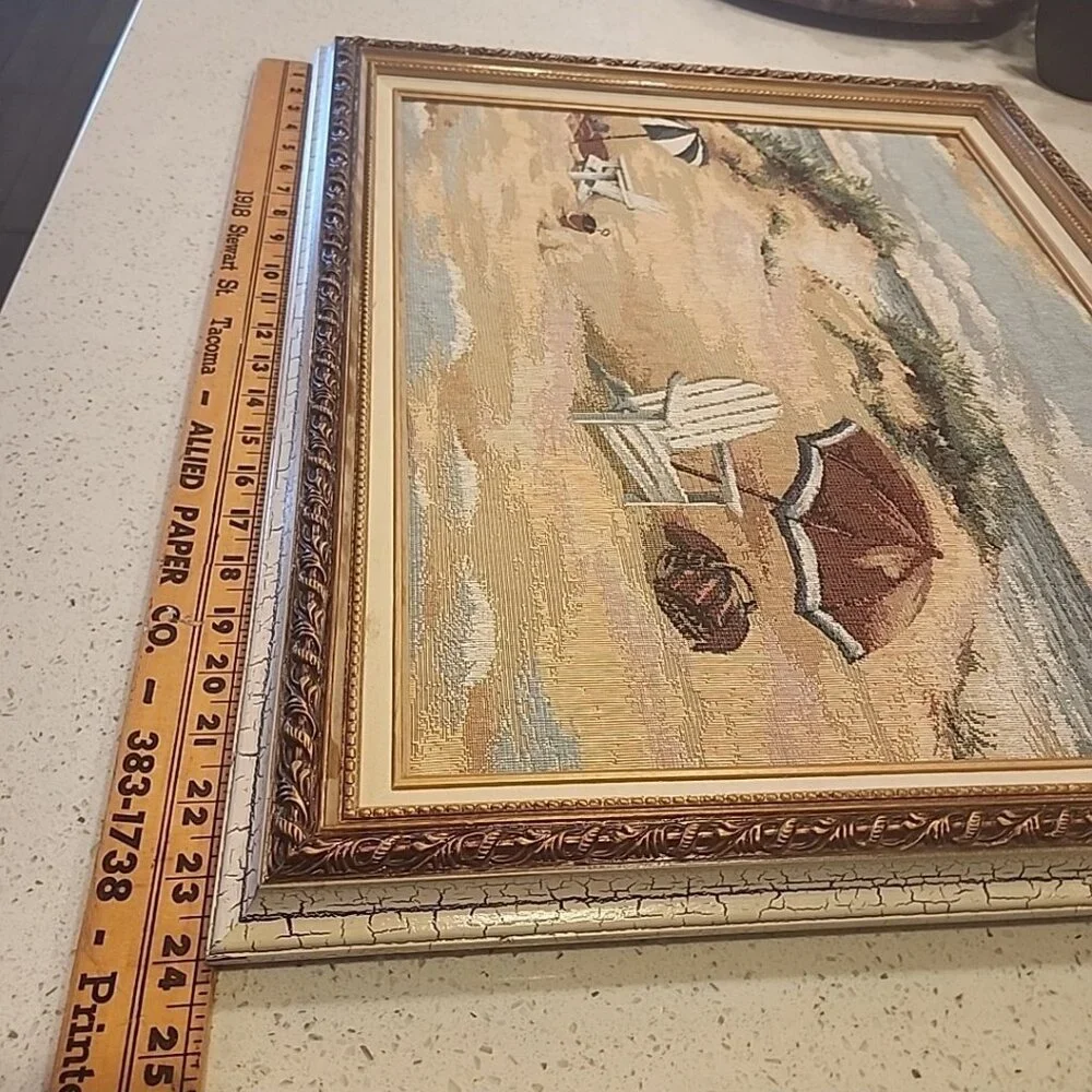 Framed Expressions in Art Handmade Tapestry Chair Umbrella Beach 20x24